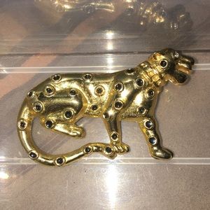 Vintage Cheetah Leopard Goldtone Brooch